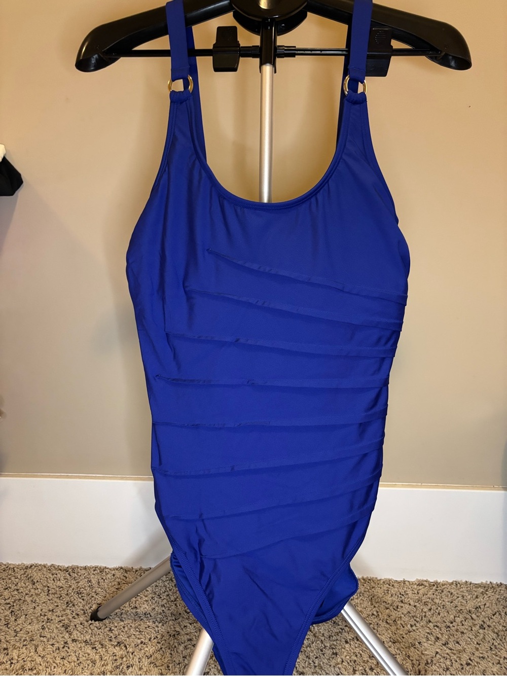 Calvin Klein Women’s 14 Royal Blue One Piece Swimsuit Ruched Tummy Control - Picture 2 of 12